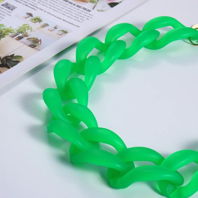 Firstmeet Chunky Acrylic Necklace Smooth Chain Link Cool Statement Choker Cuban Style Jewelry Gift for Women