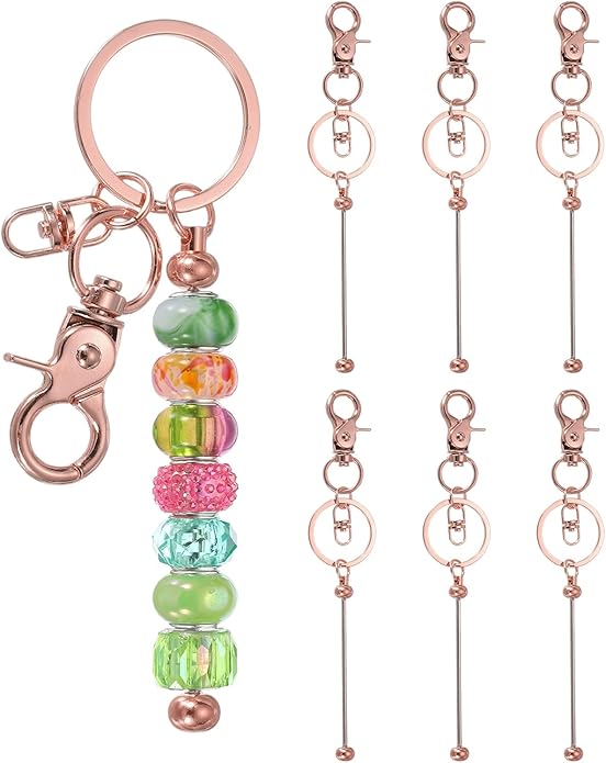 uxcell Beadable Keychain, Keychain Making Supplies, Blank Bead Metal Chain Bars for DIY Crafts Jewelry Making Gift