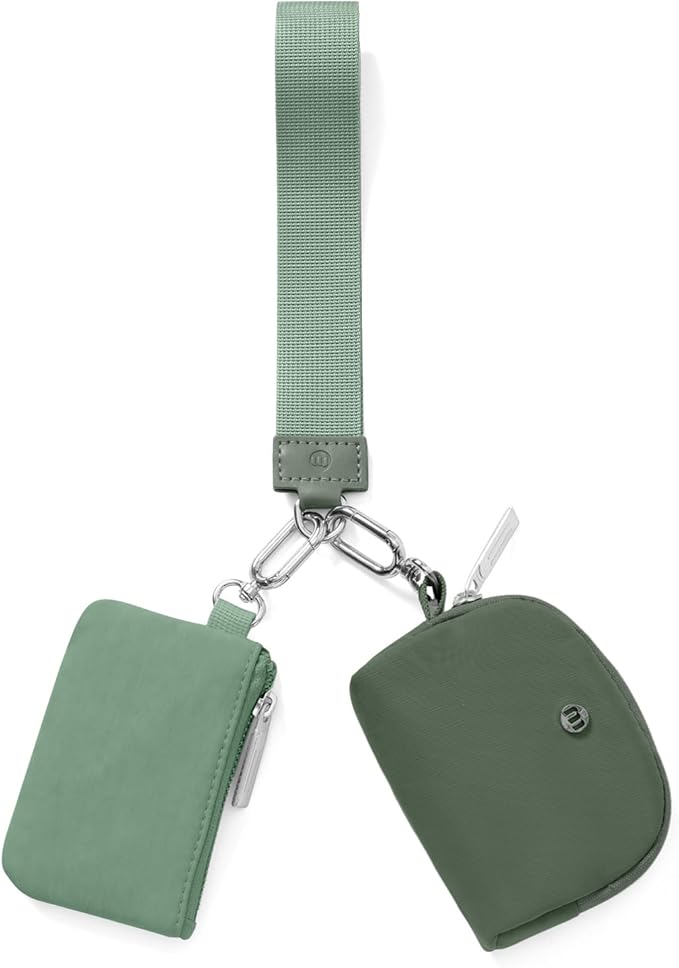 Keychain Wallet Mini Zip Around Wristlet Wallets for Women Detachable Dual Pouch Wristlet Portable Coin Purse Small Wallets