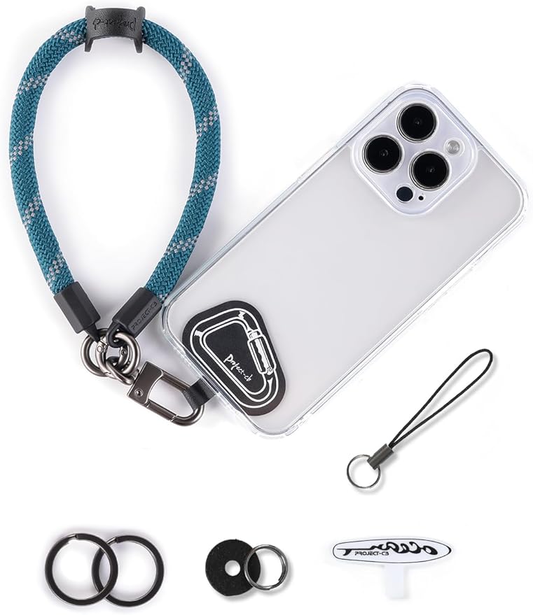 project-cb Hand Wrist Phone Strap,Phone Lanyard Patch ×2,Cell Phone Case Holder,Wristlet Strap for Key,AirPods,Camera (Slate Blue, 15.7inch)