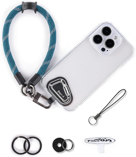 project-cb Hand Wrist Phone Strap,Phone Lanyard Patch ×2,Cell Phone Case Holder,Wristlet Strap for Key,AirPods,Camera (Slate Blue, 15.7inch)
