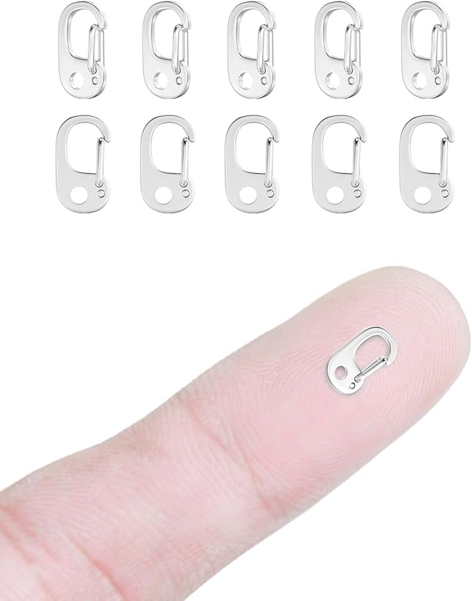 10Pcs Oval Clasp Carabiner Necklace Clasps and Closures Spring Ring Pearl Necklace Enhancer Connector for Jewelry Finding Necklace Bracelet Making