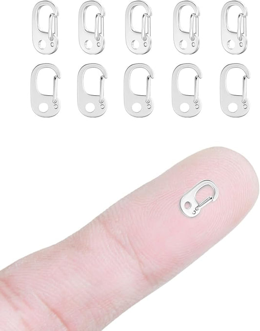 10Pcs Oval Clasp Carabiner Necklace Clasps and Closures Spring Ring Pearl Necklace Enhancer Connector for Jewelry Finding Necklace Bracelet Making
