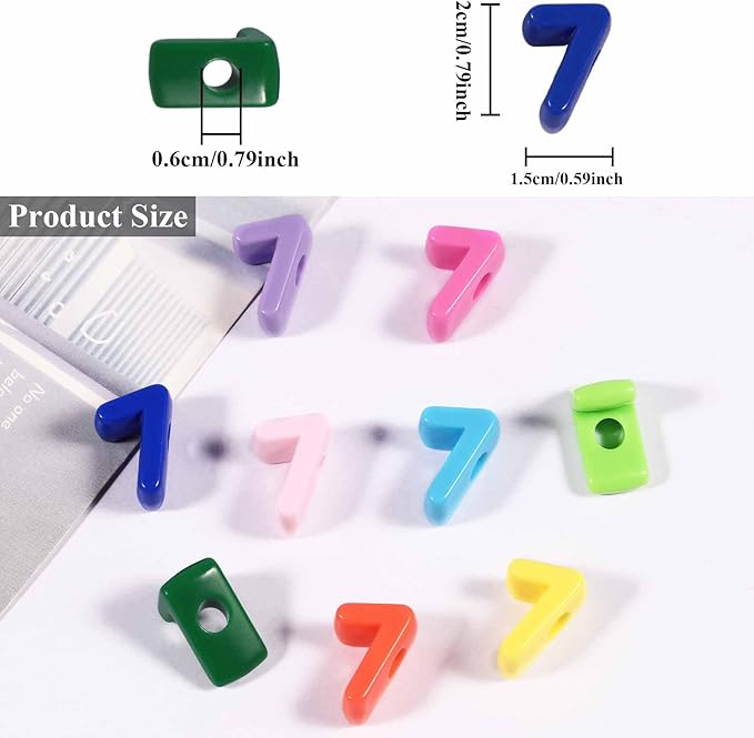 40 PCS Number Beads 3D Focal Bead Acrylic Loose for Jewelry Making Bracelet Necklaces Keychain Phone Bag Chain Key Chains (Mixed Color 7)