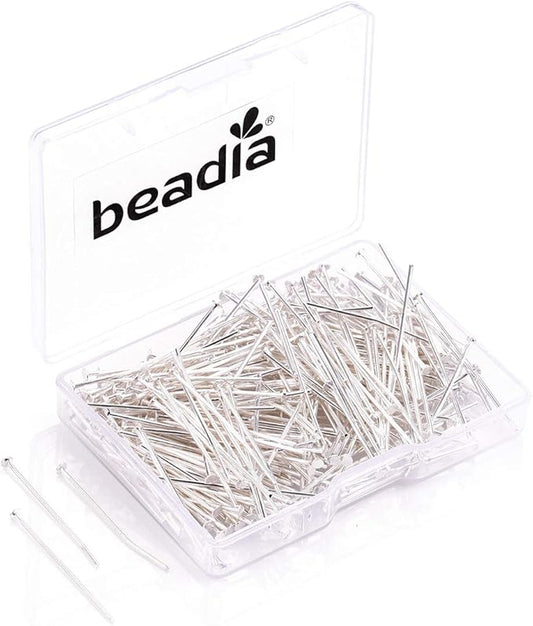 Head Pins Silver for DIY Jewelry Making 40mm 200pcs