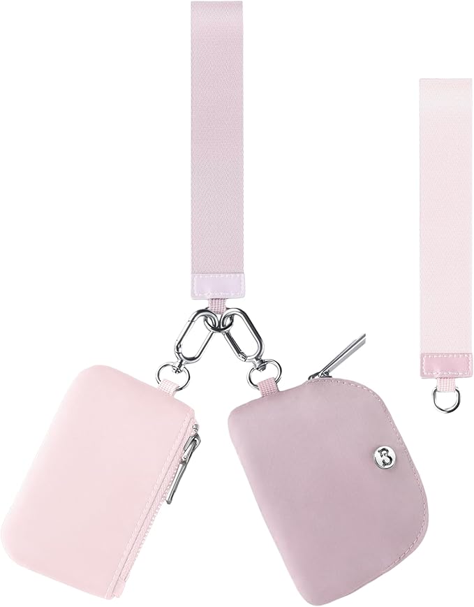 Babysun Mini Zip Around Dual Pouch Wristlet With 2 Straps Wristlet Keychain Wallet for Women Coin Purse Small Cute for Teen Girl