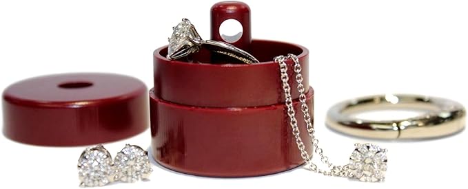 Lion Latch Jewelry Box Case, Ring Holder, Small Jewelry Organizer, Portable Ring Keeper, Jewelry Storage Case - Red
