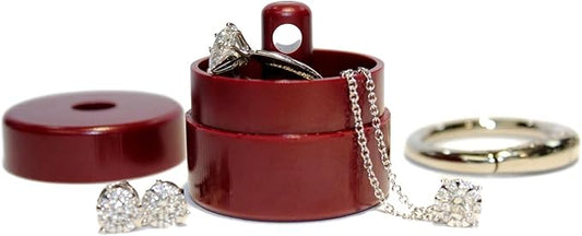 Lion Latch Jewelry Box Case, Ring Holder, Small Jewelry Organizer, Portable Ring Keeper, Jewelry Storage Case - Red