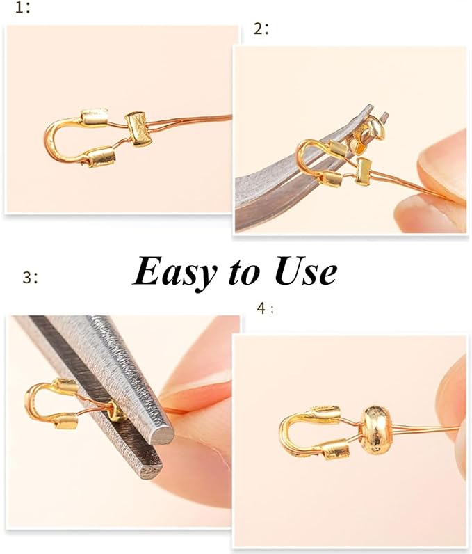 800 Pieces Crimp Bead Covers for Jewelry Making, 4mm Open Half Round Crimp Bead Knot Cover Small Beads for Jewelry Craft DIY（Gold and Sliver）