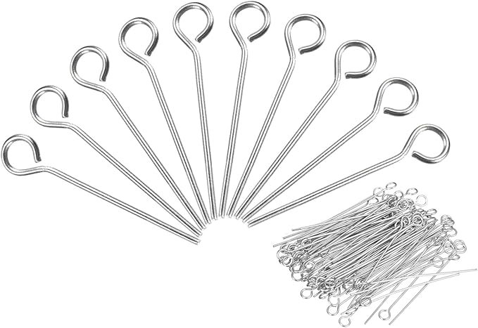 PATIKIL 200Pcs 304 Stainless Steel Jewelry Eye Pins 16mm 22 Gauge Silver Open Eye Pins for Jewelry Making DIY Craft Necklaces Bracelets Earrings
