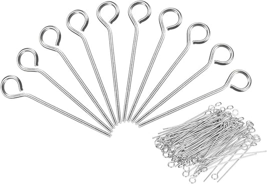 PATIKIL 200Pcs 304 Stainless Steel Jewelry Eye Pins 16mm 22 Gauge Silver Open Eye Pins for Jewelry Making DIY Craft Necklaces Bracelets Earrings