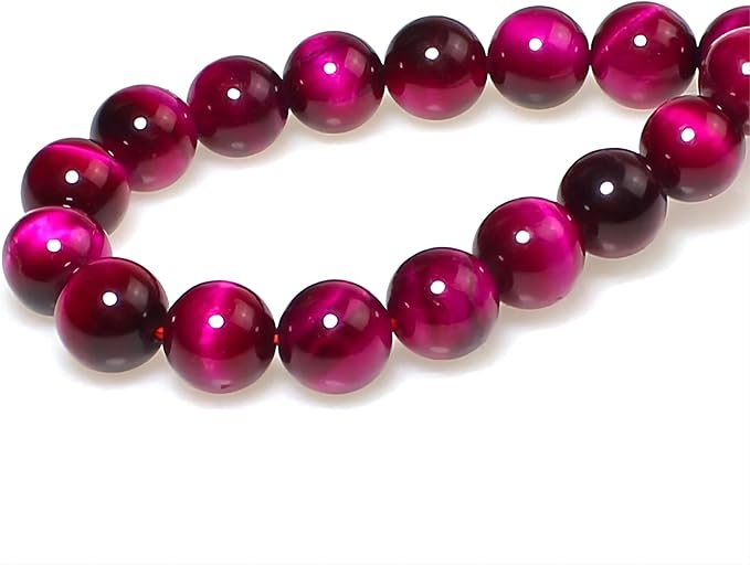 MJDCB Stone Beads 10mm 35pcs Round Rose Red Tiger's Eye Loose Gemstone Bead Charms for Jewelry Making Bracelet Necklace Earring Pendant