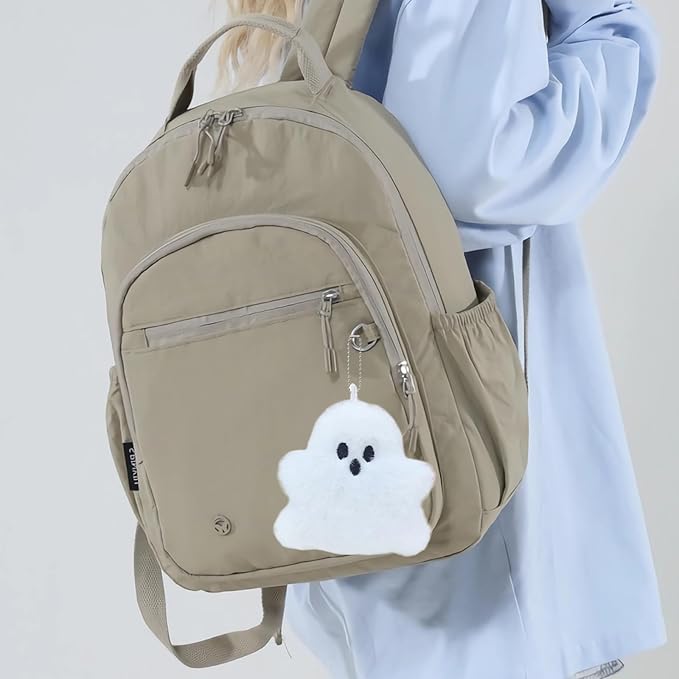 HUIJUFU Halloween Ghost Plush Keychain Cute Purse Bag Backpack Handbag Charms White