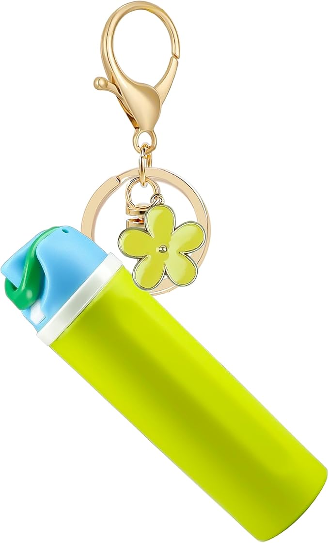 Mini Trendy Bottle Keychain Accessories Compatible with Owala Water Cute Tumbler Cup Chapstick Lip Balm Holder Charms