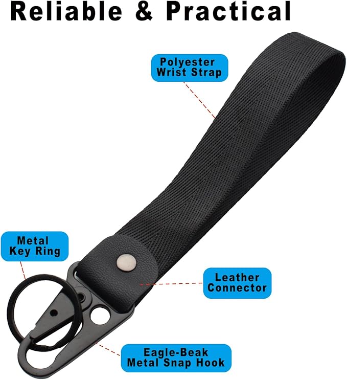 2 Pcs Classic Black & Floral Keychain Wristlet Lanyard for Women couples, Flower Wristlet Strap for Keys Hands-Free Wearable