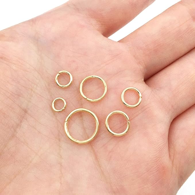 1500Pcs Mixed 6 Sizes Open Jump Rings,4mm 5mm 6mm 7mm 8mm 10mm Jump Ring Jewelry Keychain for Jewelry Making Accessories with 1Pcs Jump Ring Open/Close Tool and 1Pcs Storage Box (KC Gold)
