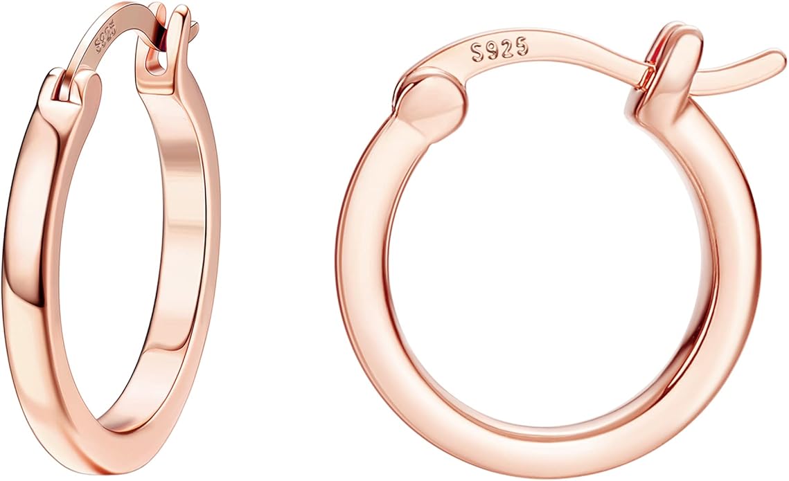 Hayoso 18K Gold Plated Hoop Earrings - 925 Sterling Silver Hoop Earrings Womens Hypoallergenic Hoops | Square Tube Hoop Earrings for Women 15mm/20mm/30mm/40mm