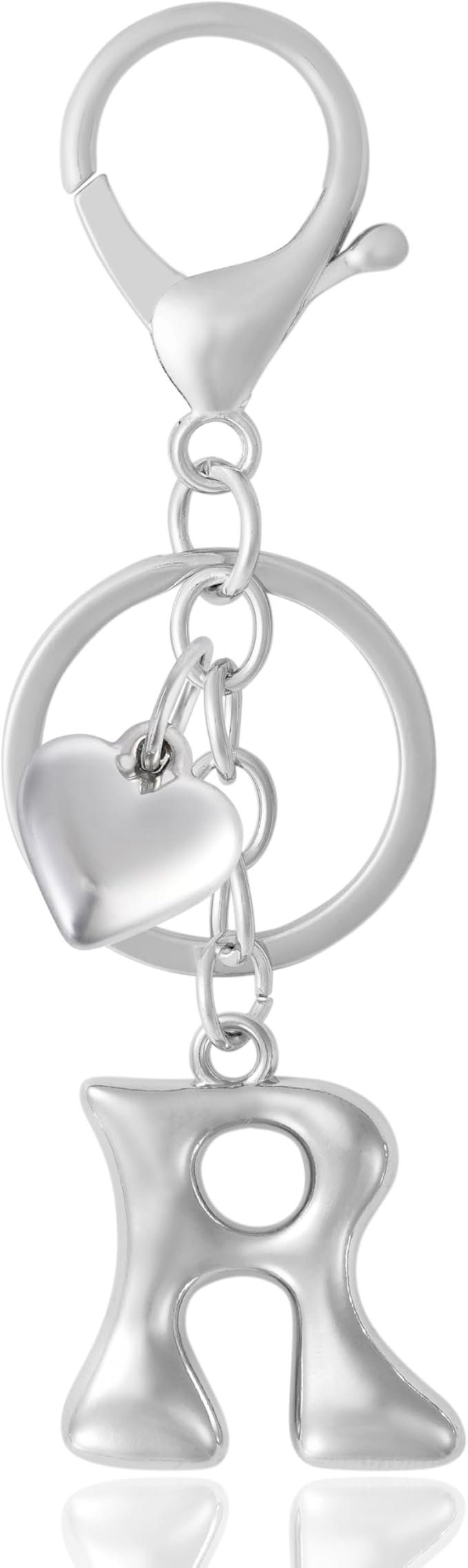 Heart Bubble Letter Keychain for Women, Girls - Cute Keychain with Initial - Alphabet Keychain for Bag Charm, Handbag