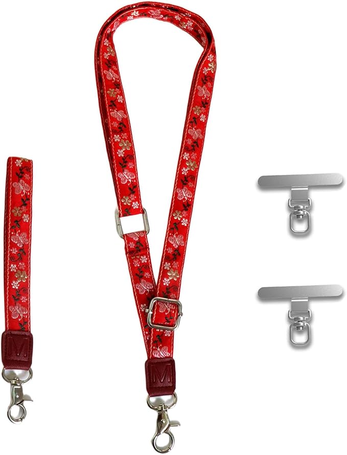 LEMEDE Wrist Keychain and Adjustable Phone Lanyard, Silver Hook Phone Crossbody Strap with 360° Rotating Phone Pads