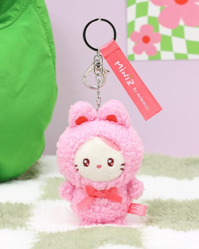 Anirollz Miniz Plush Charm Cute Stuffed Animal Keychain Kawaii Mini Bag Accessory Collectible Pocket Toy for Kids & Adults