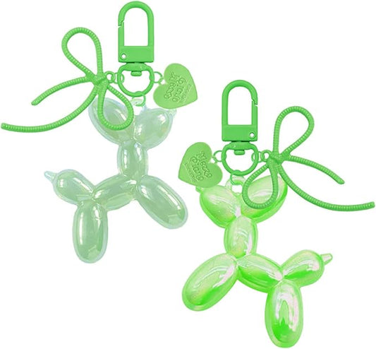 Dreuyet 2Pcs Jelly Balloon Dog Keychains Kawaii Cute Bag Purse Charms Key Chain with Bow Y2K Aesthetic Accessories