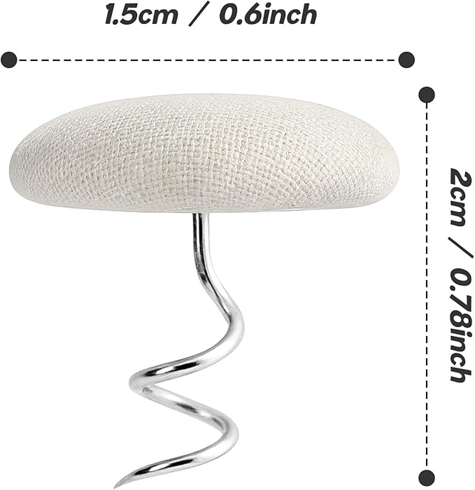 Decorative Upholstery Tacks with Cloth Heads, Twist Pins for Slipcovers, Bedskirts, Headliner Installation (12, Rice White)