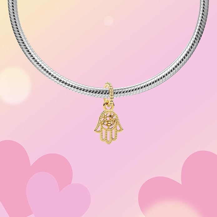 Hamsa Hand Dragon Bible Cross Prayer Charm 925 Sterling Silver Charms Fits Women's Charm Bracelet and Necklace Bead Charms Jewelry Gifts for Sister Friend