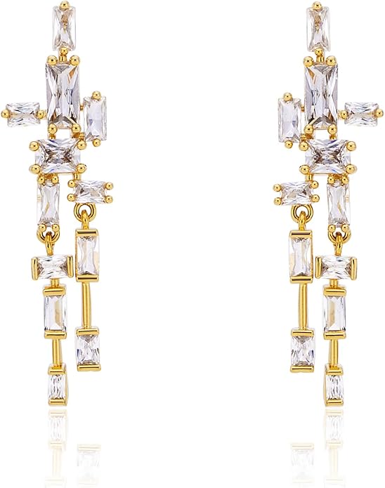 OZEL 14K Gold & Silver Plated Paperclip Chain Earrings with Cubic Zirconia – Dangle, Hoop, Huggie, Stud Styles – Women’s Fashion Jewelry Gift