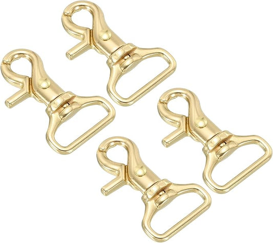 PATIKIL Lobster Clasp Keychains, 4 Pack 1 Inch Pure Brass Oval Lobster Clasps Swivel Trigger Snap Hook Purse Lanyard Clips for DIY Leather Craft