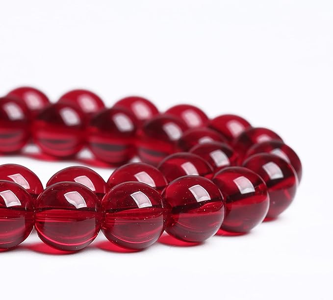 6MM 60PCS Garnet Red Glass Crystal Spacer Loose Beads for Jewelry Making DIY Bracelet 15 Inches 1 Strand