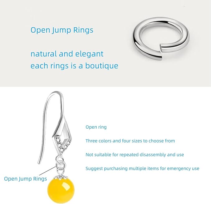 Olylkx Open Jump Rings, Split, Small Big Circle Connecting Living Ring, Split O Ring, Pendant Bracelet Necklace DIY Handmade Jewelry Repair Connection Broken Rings Accessories
