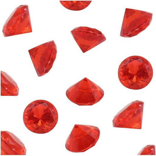 WELMATCH Red Acrylic Diamond Vase Fillers 1 Pound - 240 pcs 3/4 Inch Wedding Party Event Banquet Birthday Decoration Crystals Gem Table Scatters (Red, 240 pcs)