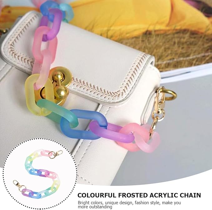 Colorful Acrylic Chain Strap, Handbag Chain Replacement, Rainbow Resin Crossbody Bag Decoration Chain, Mini Clutch Bag Chain Strap (43CM)