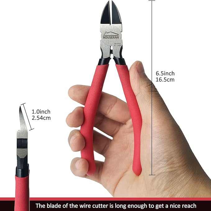 Wire Cutters 10 Pack, 6" Dykes Cutteres, HOUSERAN Wire Snips with Non-slip Red Handle, Side Cutter, With Spring Loaded, Flush-Cutter for Artificial Flowers, Crafts, Zip Tie