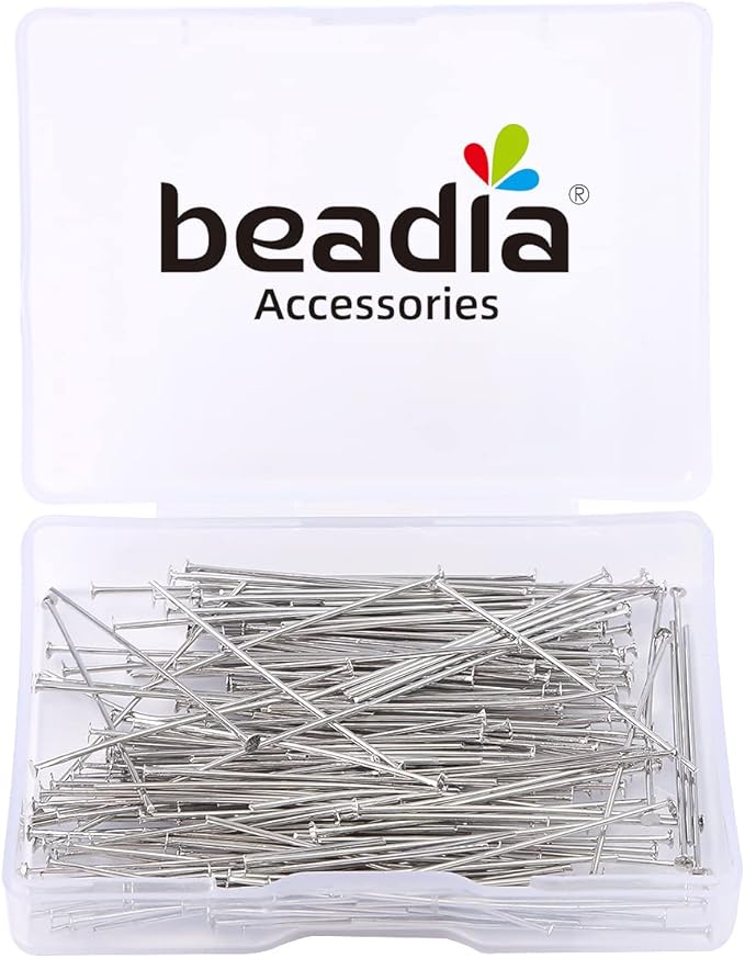 Platinum Plated Flat Head Pins Non Tarnish 35mm 200pcs for Jewelry Making Findings