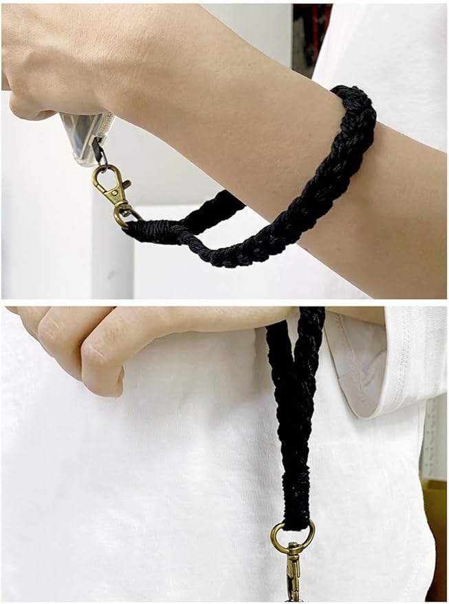 Boho Macrame Phone Wrist Strap, Cell Phone Lanyard with Tether Tab, Keychain Wristlet Charm, Anti-Loss Phone Chain