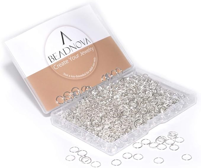 BEADNOVA 8mm Open Jump Rings Silver Jump Rings for Jewelry Making and Keychains (900Pcs)