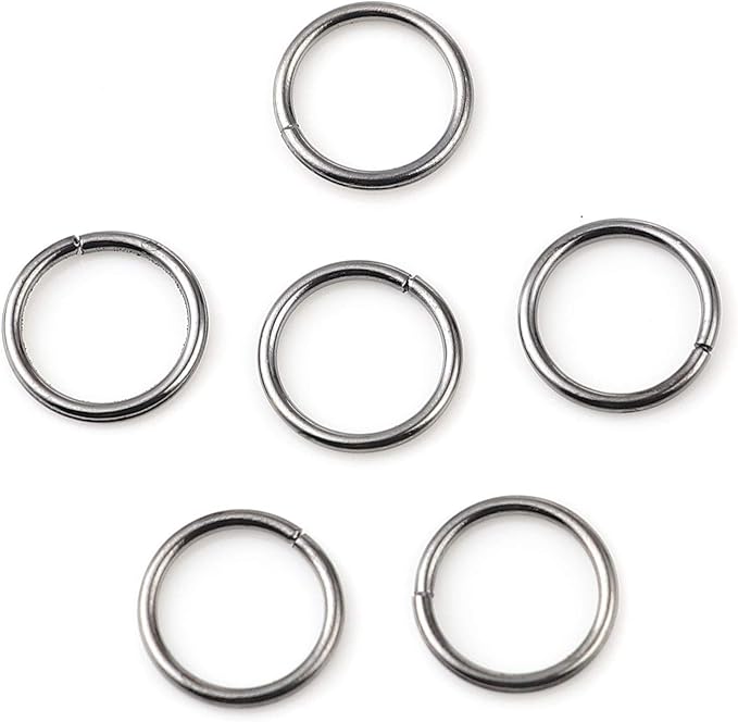 200 Pieces - 8mm Jump Rings Gunmetal Black - 18 Gauge (1mm Thickness)