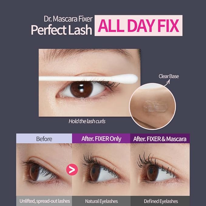 ETUDE Dr. Mascara Fixer For Perfect Lash, Korean Mascara Fixer, All-Day Curl Hold, Volumizing, Smudge-Proof, Korean Makeup, Beauty, Transparent (0.203 Fl Oz)