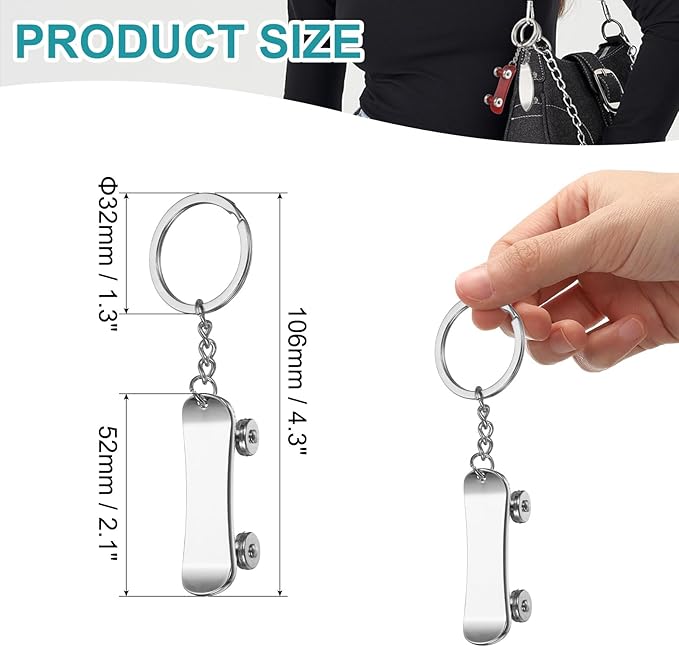 PATIKIL SkateBoard Keychain, Skate Board Key Chain Sport Pendant Key Rings Bag Backpack Decor Car Keychain