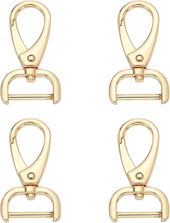 HARFINGTON 4pcs Detachable Snap Hook Swivel Clasp 3/4" (20mm) Zinc Alloy Lobster Claw Clasp for Keychain Lanyard Purse DIY Purse Strap, Light Gold