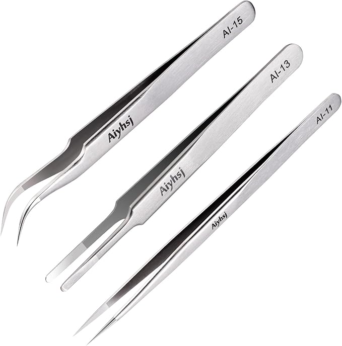 3PCS Precision Tweezers Set, Upgraded High-end Stainless Steel of Tweezer for Craft, Electronics, Soldering, Model, Laboratory Work, Jewelry-Making