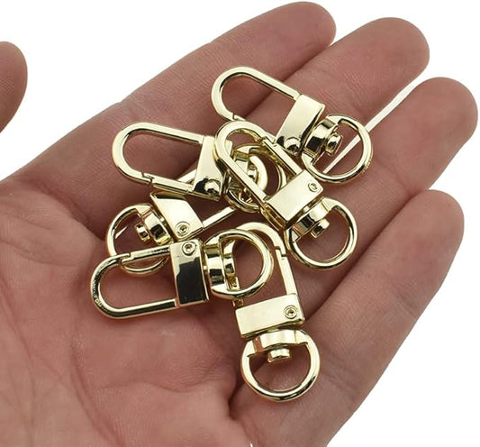 Hahiyo 34mm Length Swivel Lobster Clasp One Handed Operation Strong Hinge Smooth Locking Motion Zinc Alloy Push Gate Trigger Snap Hook Buckle Light Gold 6 PCS for Crossbody Purse Chain Connect Key Fob