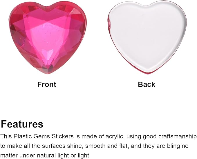 MECCANIXITY 40 Pcs Acrylic Heart Rhinestone 12mm Flat Back Plastic Gems Jewelry Stickers for Craft Bead Face Painting Costume Jewelry Making, Pink