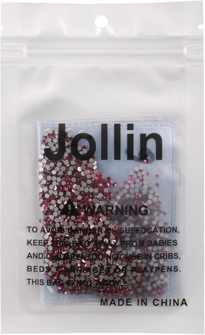 Jollin Glue Fix Crystal Flatback Rhinestones Glass Diamantes Gems for Nail Art Crafts Decorations Clothes Shoes(ss6 2880pcs, Rose)