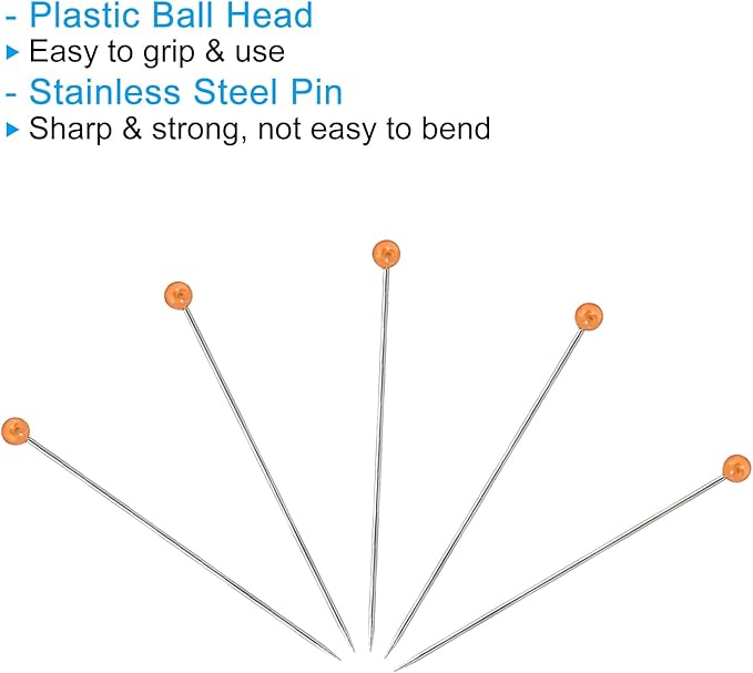 PATIKIL Sewing Pins, 200 Pcs 1 Inch Pearlized Ball Head Pins Straight Pin for Fabric, Decorative, Cloth Making, DIY, Orange