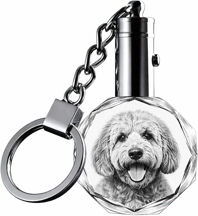 Personalized Crystal Keychain Photo with LED Colorful Light Laser Etched Key Chain