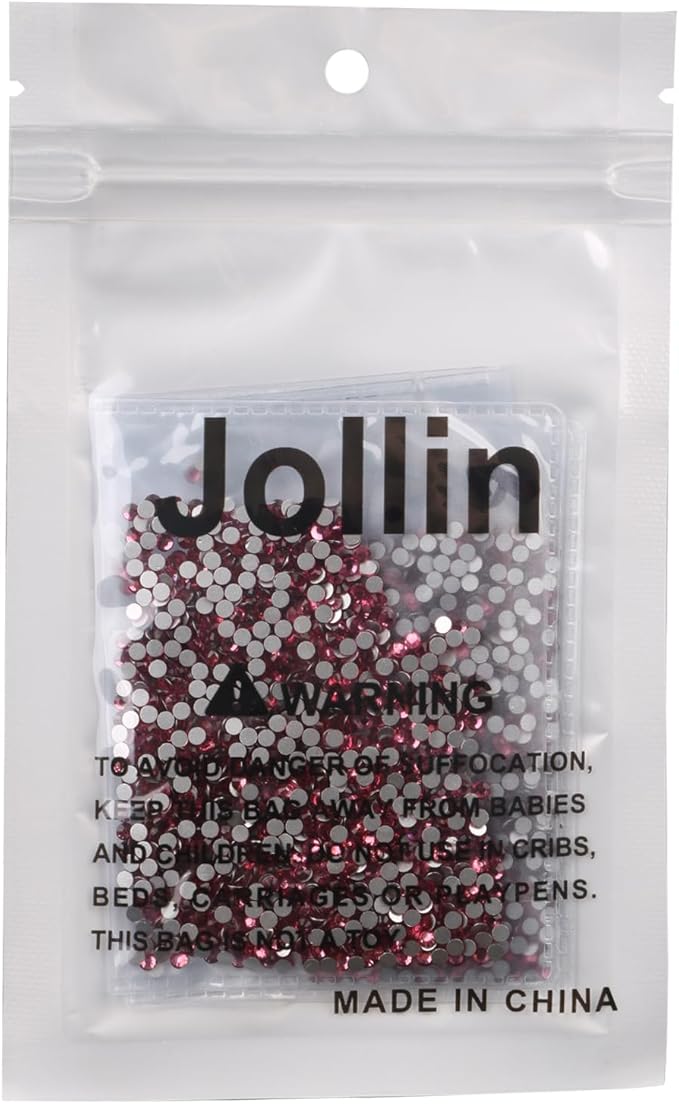 Jollin Glue Fix Crystal Flatback Rhinestones Glass Diamantes Gems for Nail Art Crafts Decorations Clothes Shoes(ss8 2880pcs, Rose)