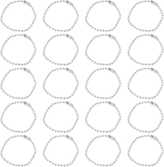 MECCANIXITY 30Pcs 5 Inch Ball Bead Chain, Metal Ball Chain with Connectors for Keychain Hanging Ornament Tag Jewelry Necklace Christmas Decoration,Silver