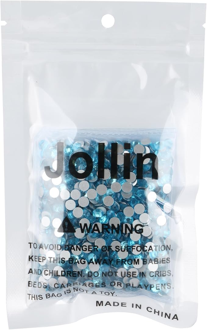 Jollin Glue Fix Crystal Flatback Rhinestones Glass Diamantes Gems for Crafting Nail Art Crafts Decorations Clothes Shoes 4.8mm (ss20 1440pcs, Aquamarine)